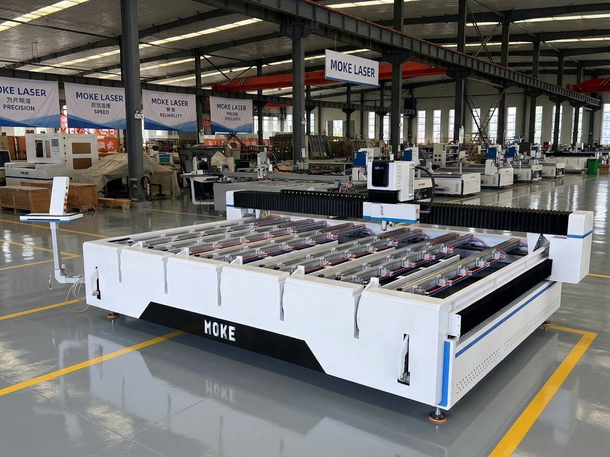Laser sandblasting & drilling machine on the factory floor